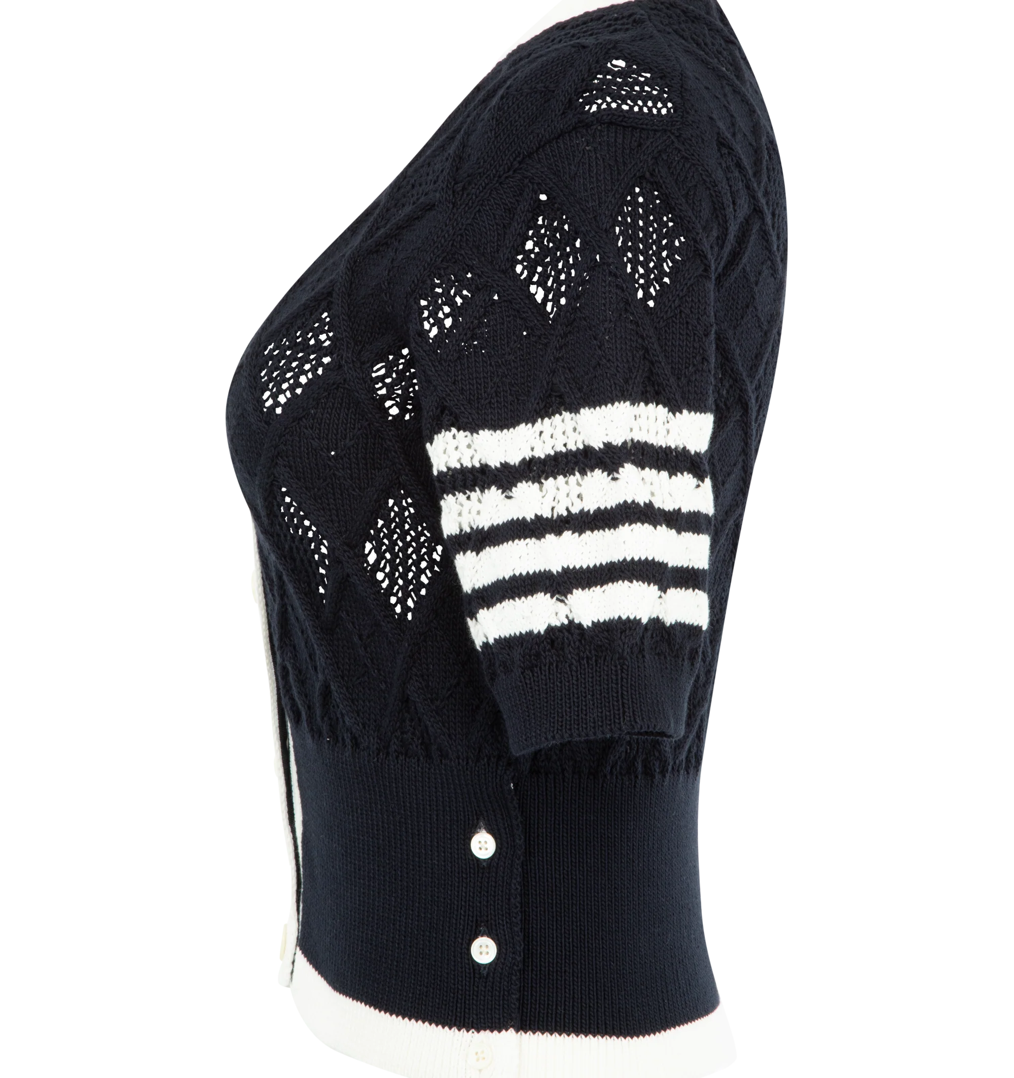 ARGYLE POINTELLE 4 BAR CARDIGAN (WOMENS) - Image 3